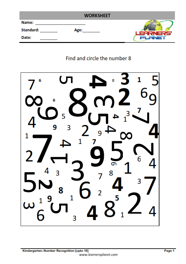 Free Printable Number Counting Worksheets-find the numbers.8